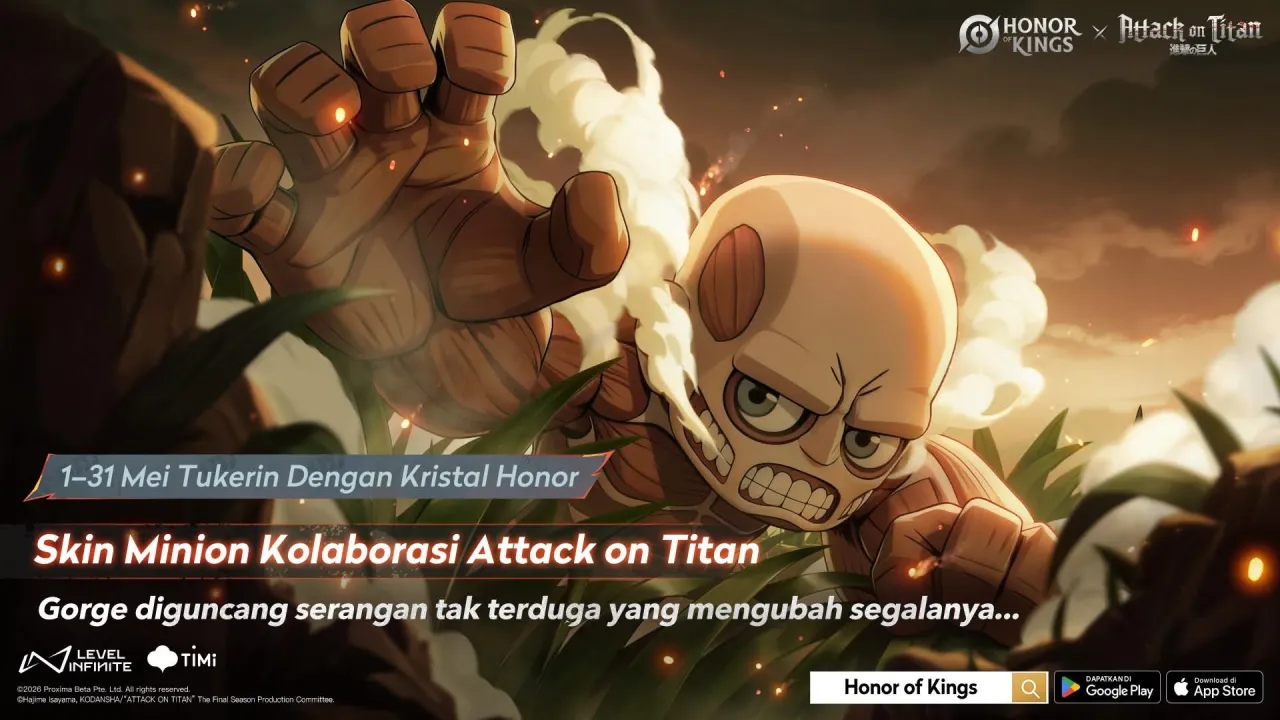 Kolaborasi Honor of Kings dengan Attack On Titan Resmi Hadir